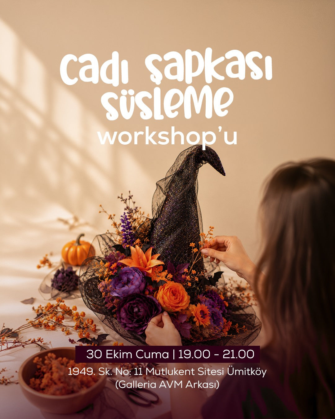 Cadı Şapkası Süsleme Workshop — 30 Ekim Cuma 19.00-21.00, Ümitköy