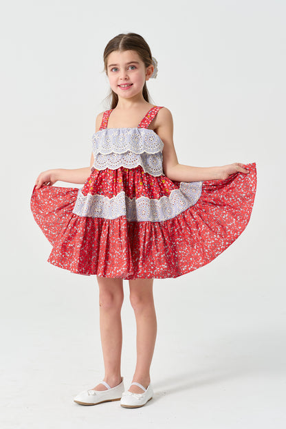 Kırmızı Çiçekli Jile Elbise