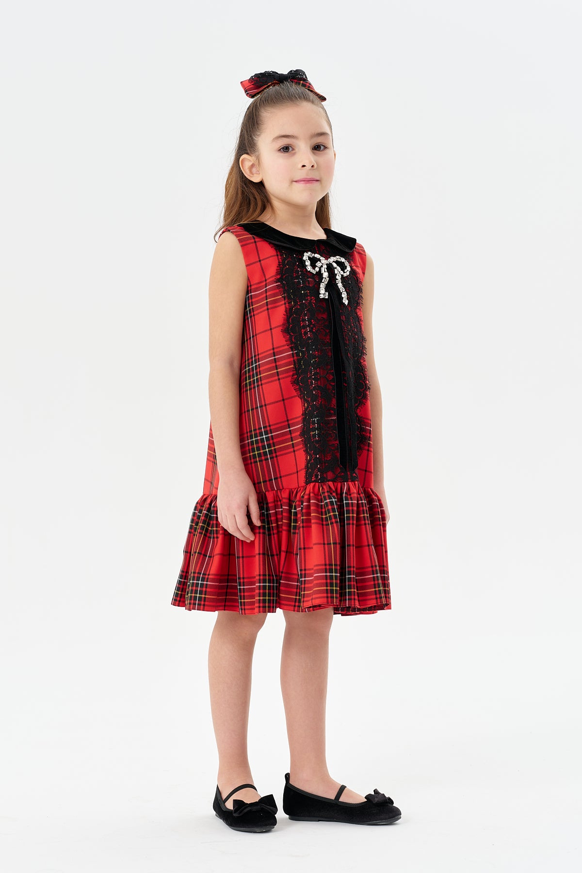 Kırmızı Kareli Jile Elbise