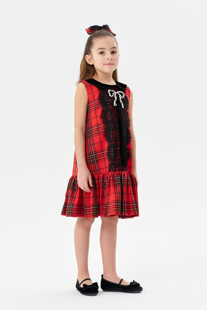 Kırmızı Kareli Jile Elbise