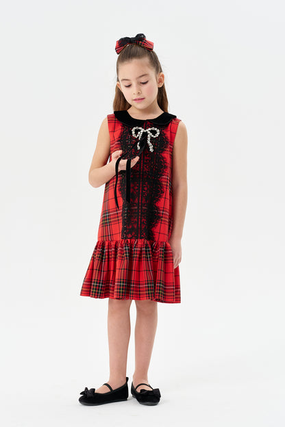Kırmızı Kareli Jile Elbise