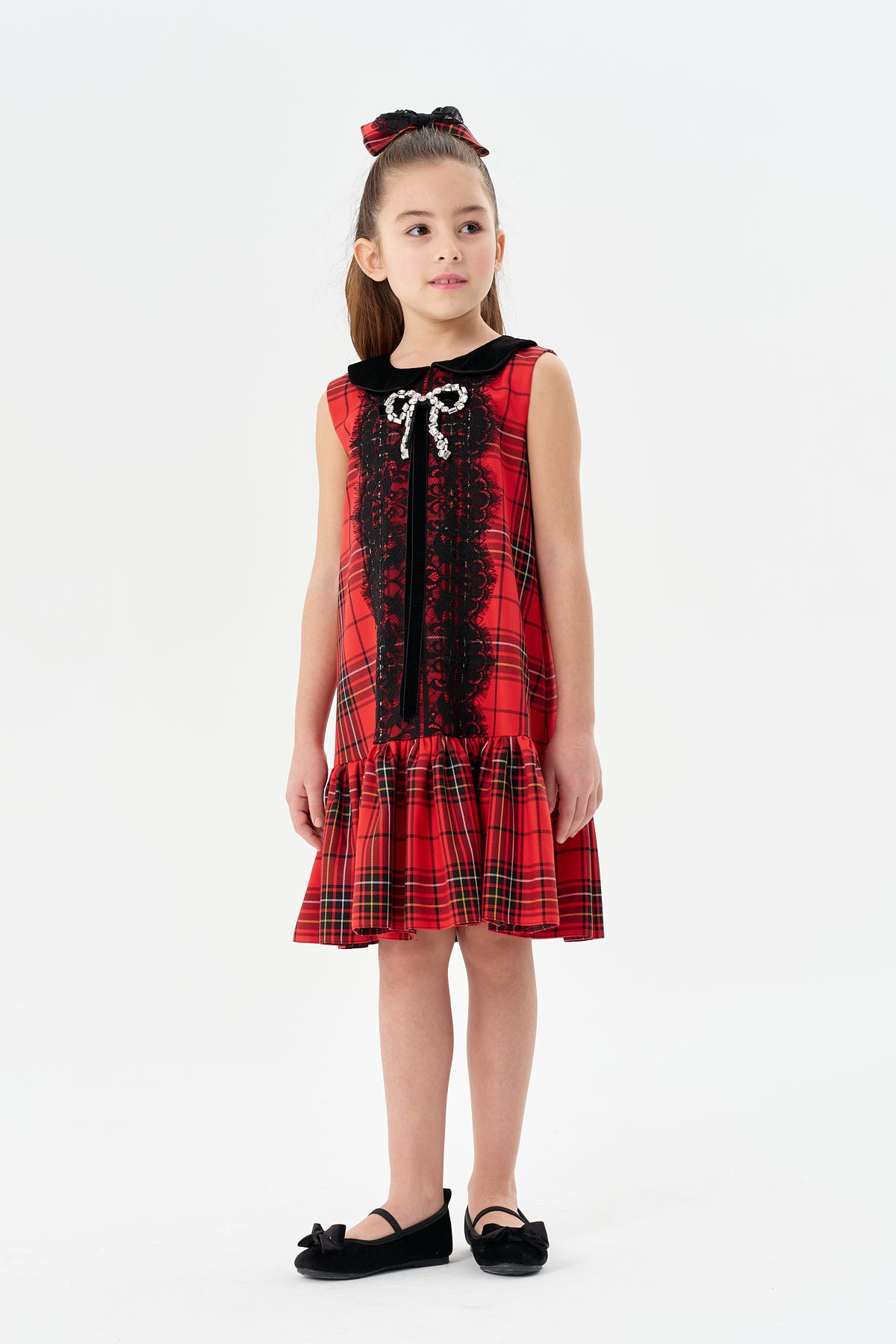 Kırmızı Kareli Jile Elbise