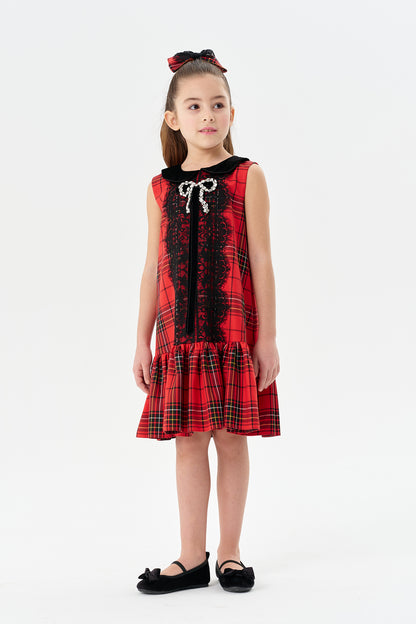 Kırmızı Kareli Jile Elbise