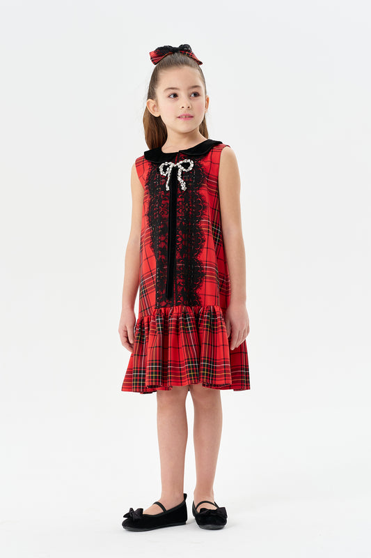 Kırmızı Kareli Jile Elbise