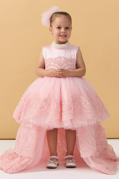 Güpür Dantelli Kuyruklu Elbise