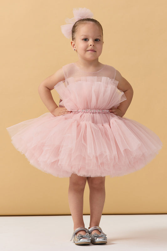 Beli İnci Kemerli Elbise