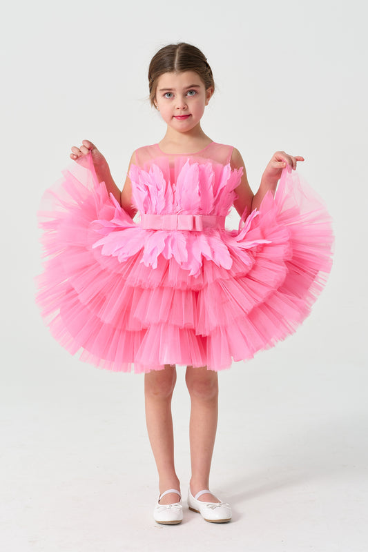 Pembe Tüylü Elbise