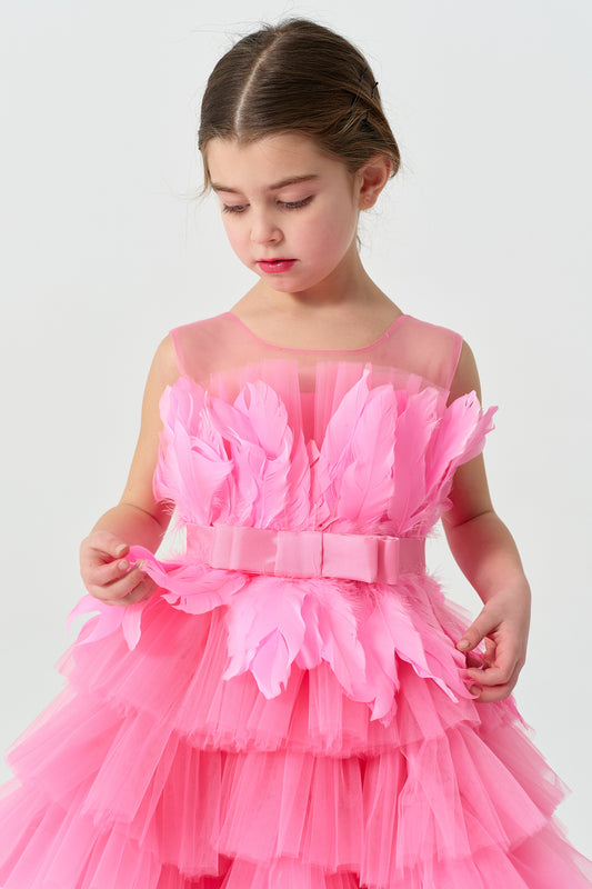 Pembe Tüylü Elbise