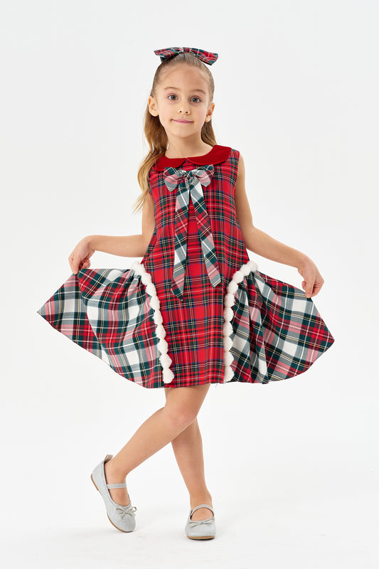 Kırmızı Yeşil Kare Mach Elbise