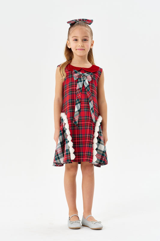 Kırmızı Yeşil Kare Mach Elbise